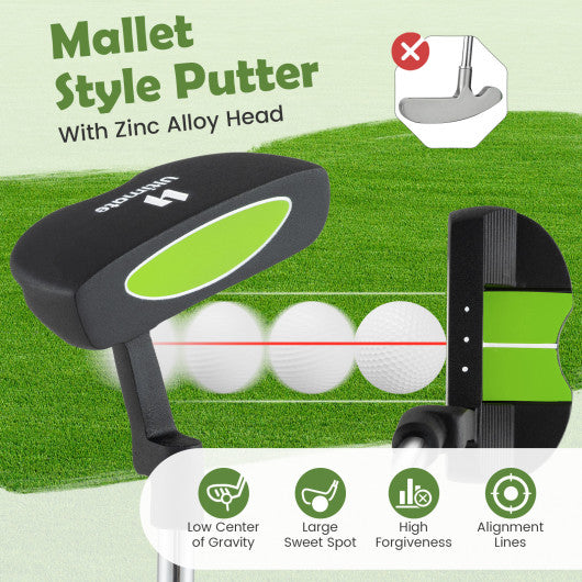 Junior Mallet Putter Individual Gold Club for 8-10 years old Kids-Green