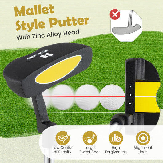 Junior Mallet Putter Individual Gold Club for 8-10 years old Kids-Yellow