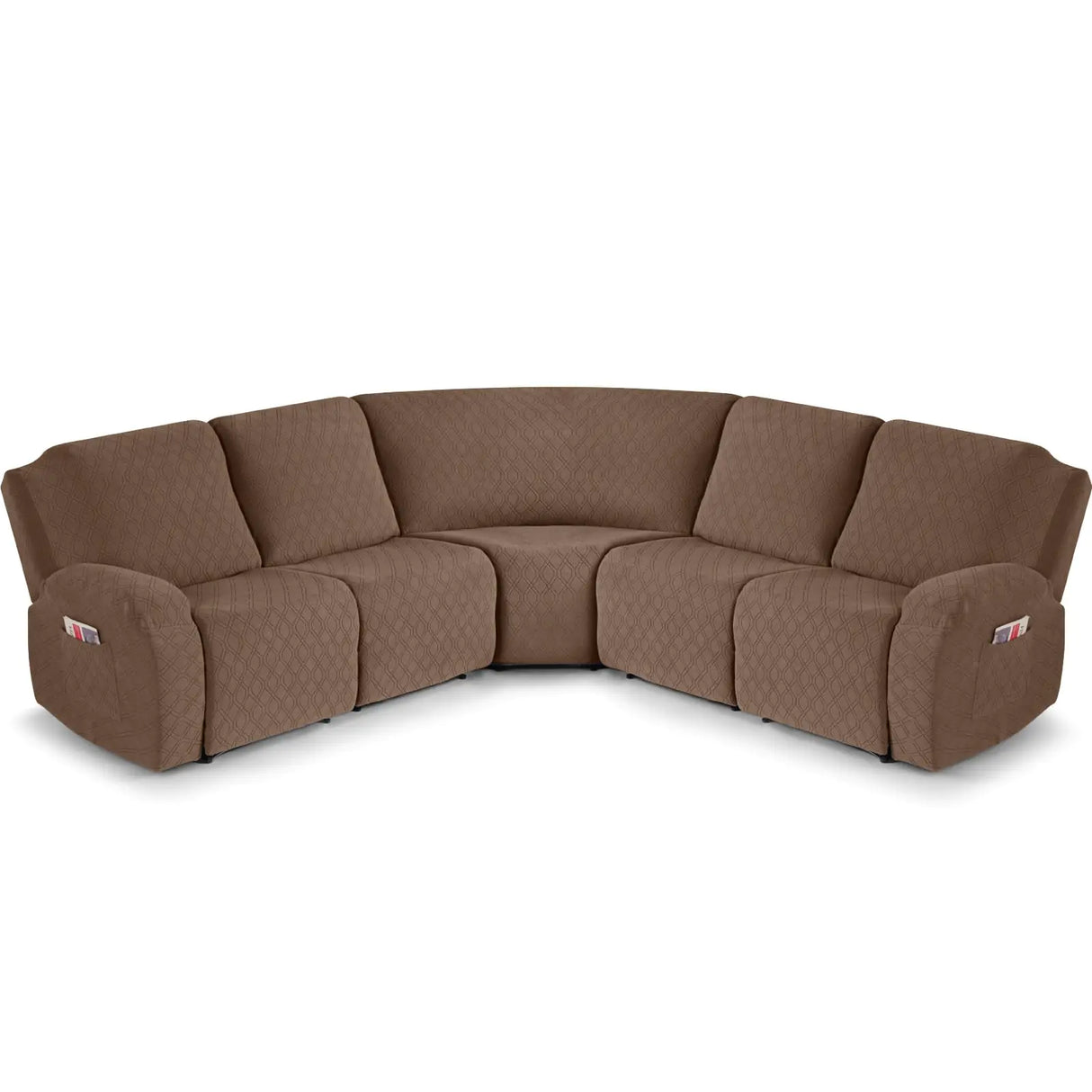 VANSOFY Extra Large Reclining Sectional Couch Covers Washable 5-Piece Sofa Covers for L Shape Sectional Sofa Corner Seater Thick Soft Sofa Slipcovers (5 Seat Recliner Cover Light Coffee)