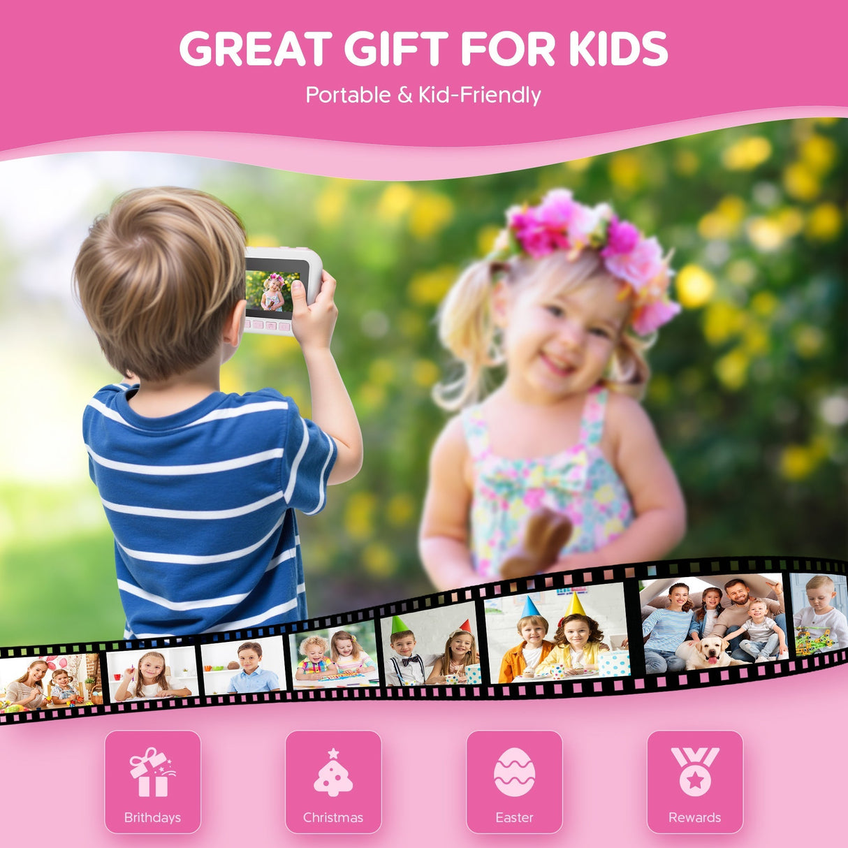 Contixo KC4 Kids Instant Print Camera, HD 1080P Digital Camera With 3 Rolls of Paper & 32G Card, 16X Zoom, Games & MP3, Ages 3-12