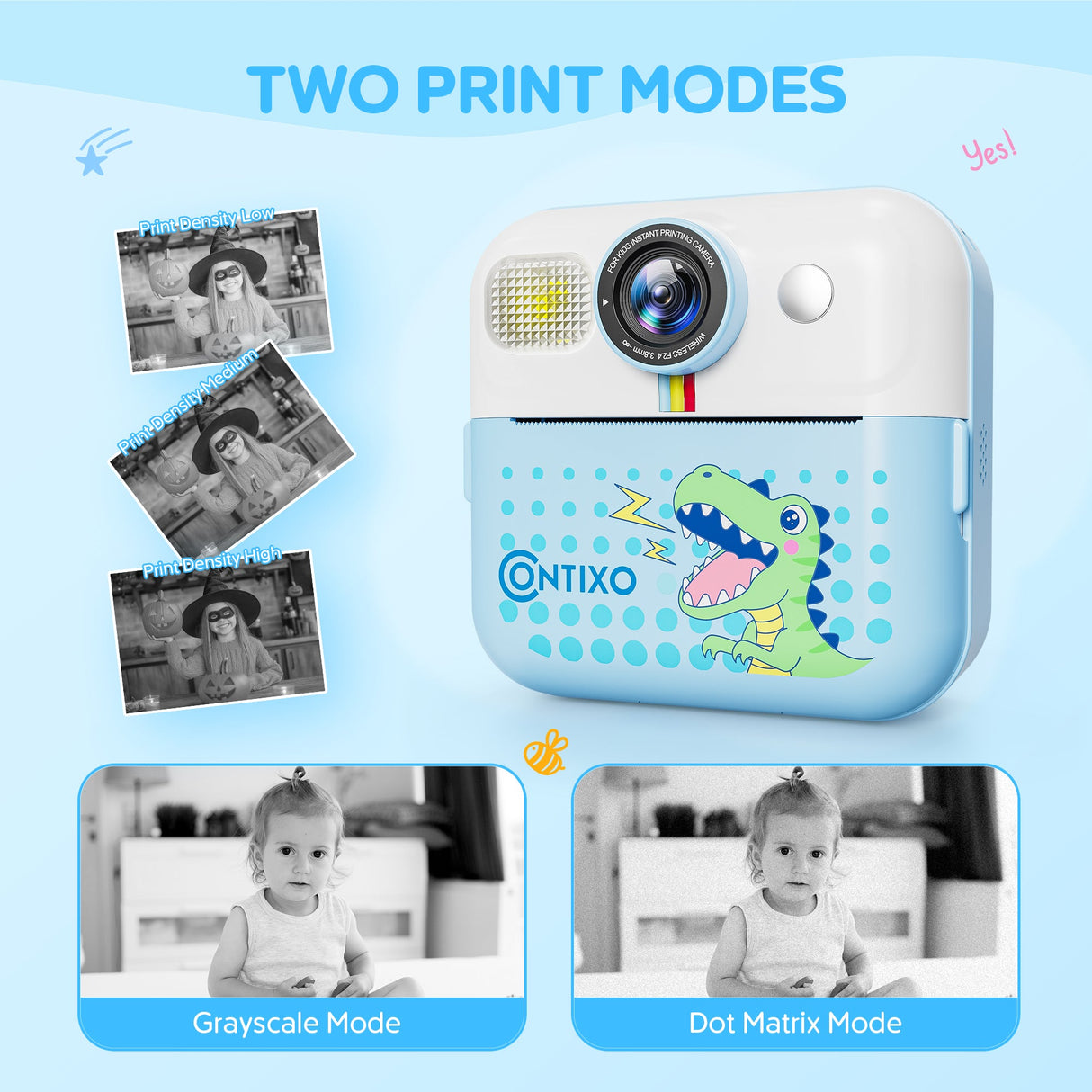 Contixo Kids Instant Print Camera, HD 1080P Digital Camera with 3 Rolls of Paper & 32G Card, 16X Zoom, Games & MP3, Ages 3-12 by Contixo