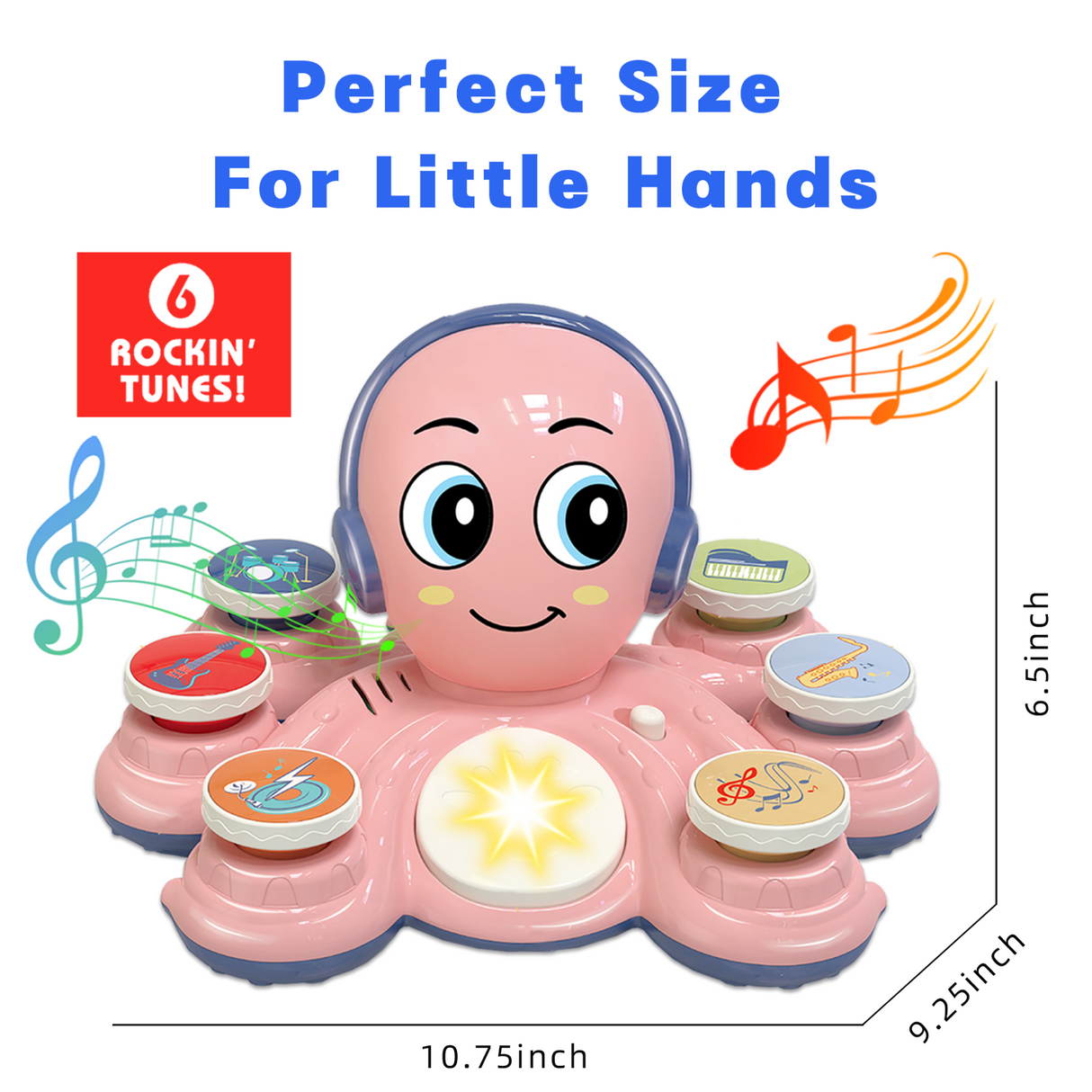 Contixo Baby Piano Toy - Octopus Musical Toy With 6 Keyboards, Ages 6-24 Months, Pink