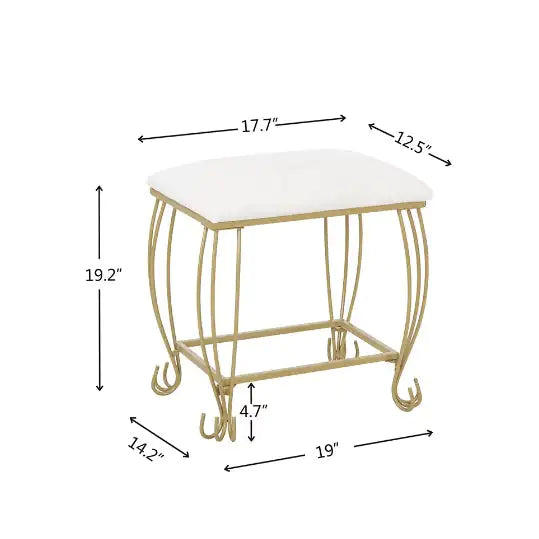 Vanity Table Set With Mirror & Stool,White Makeup Dressing Desk With Drawers For Girls,Women,Bedroom,Gift