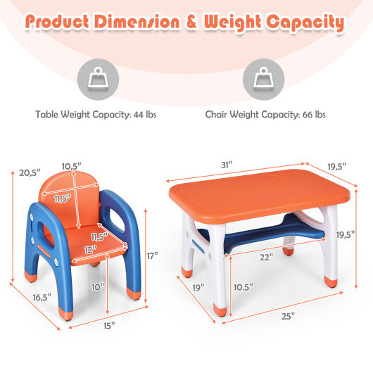 Kids Activity Table and Chair Set with Montessori Toys for Preschool and Kindergarten-Orange