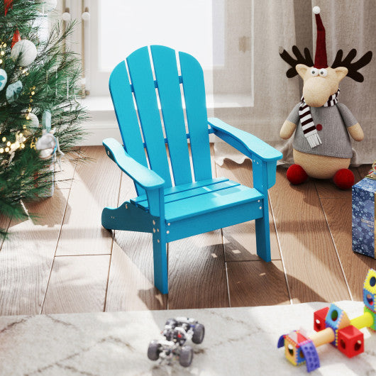 All-Weather HDPE Kid's Adirondack Chair with with High Backrest and Armrests-Turquoise