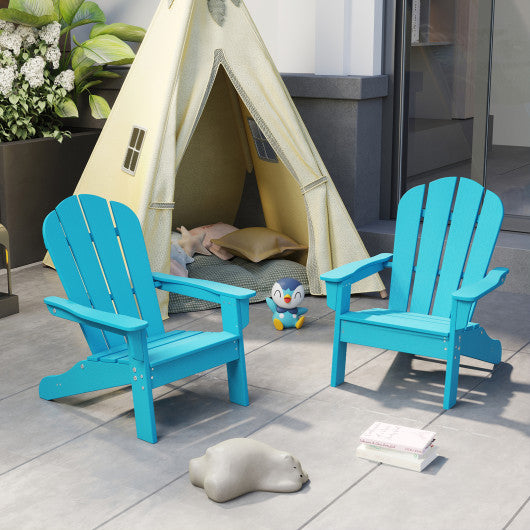 All-Weather HDPE Kid's Adirondack Chair with with High Backrest and Armrests-Turquoise