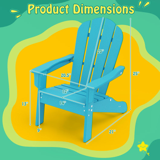 All-Weather HDPE Kid's Adirondack Chair with with High Backrest and Armrests-Turquoise