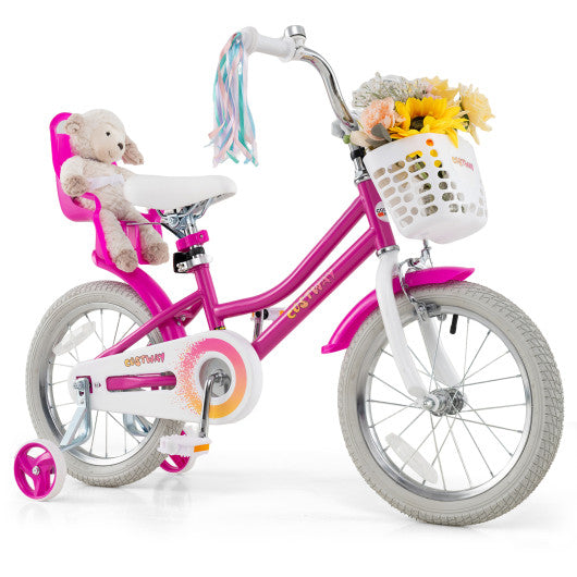 Kids Bike 16 Inch with Training Wheels and 2 Brake System for 4-7 Years Old