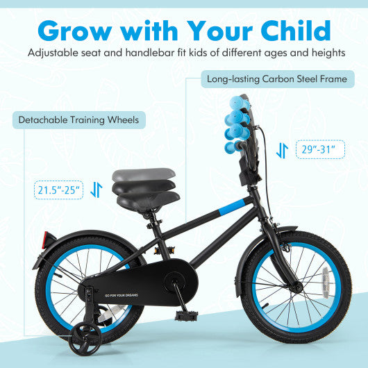 Kids Bike with Adjustable Handlebar and Saddle Black-16 inches