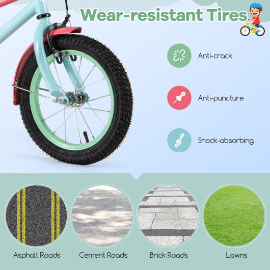 Kids Bike with Adjustable Handlebar and Saddle Blue-14 inches