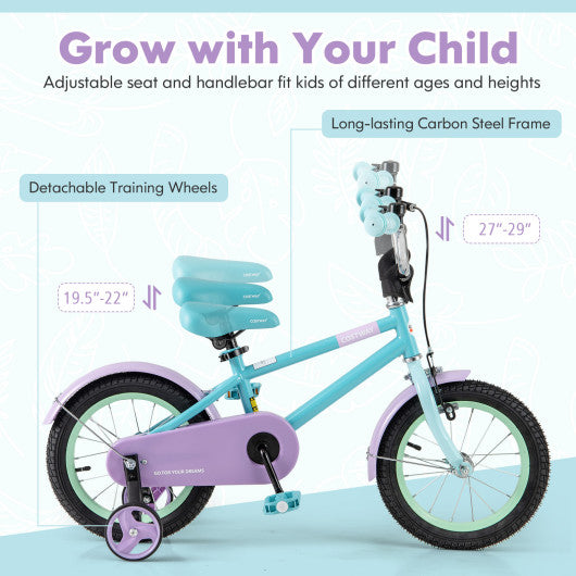 Kids Bike with Adjustable Handlebar and Saddle Purple-14 Inches