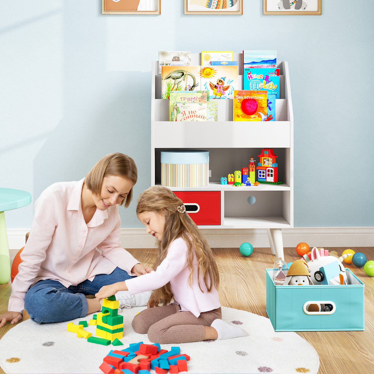 Kids Bookshelf with Open Compartment for Toddlers 3+ Years Old-White