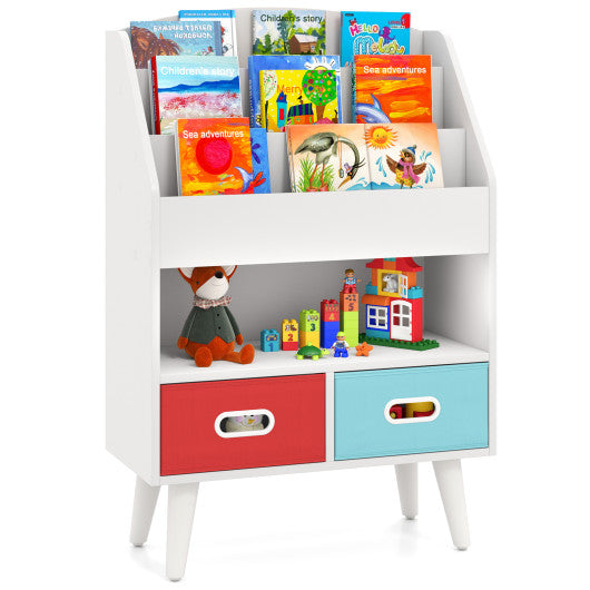 Kids Bookshelf with Open Compartment for Toddlers 3+ Years Old-White