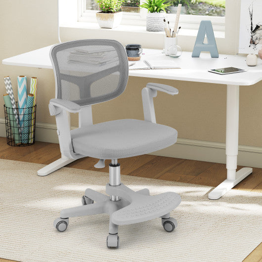 Kids Desk Chair Children Study Chair with Adjustable Height Armrest and Footrest-Grey