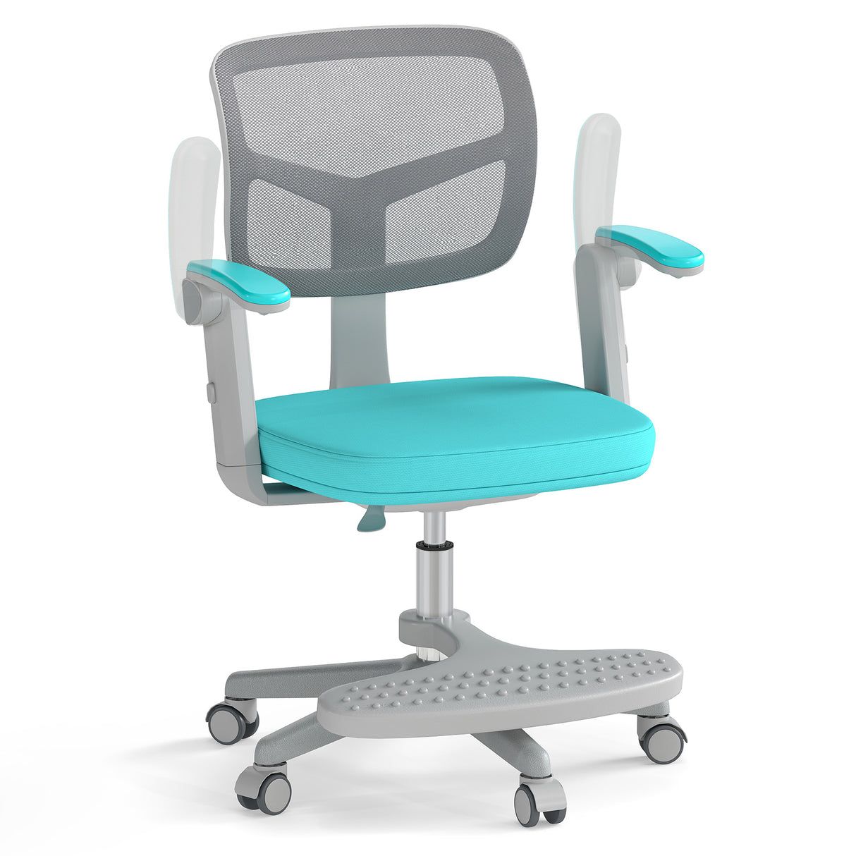Kids Desk Chair Children Study Chair with Adjustable Height Armrest and Footrest-Green