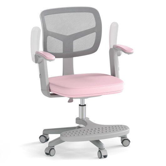 Kids Desk Chair Children Study Chair with Adjustable Height Armrest and Footrest-Pink