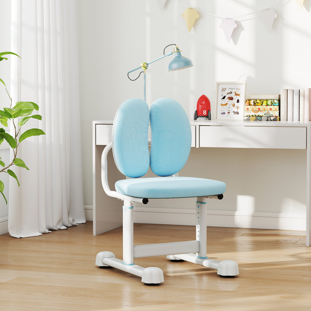 Kids Desk Chair Children Study Chair with Double Back Support and Adjustable Height-Blue