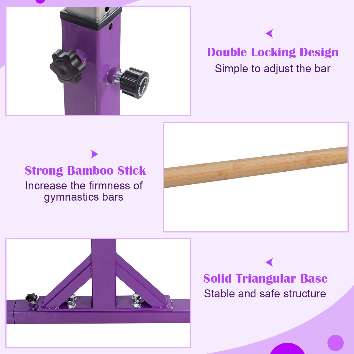 Kids Adjustable Width & Height Gymnastics Parallel Bars