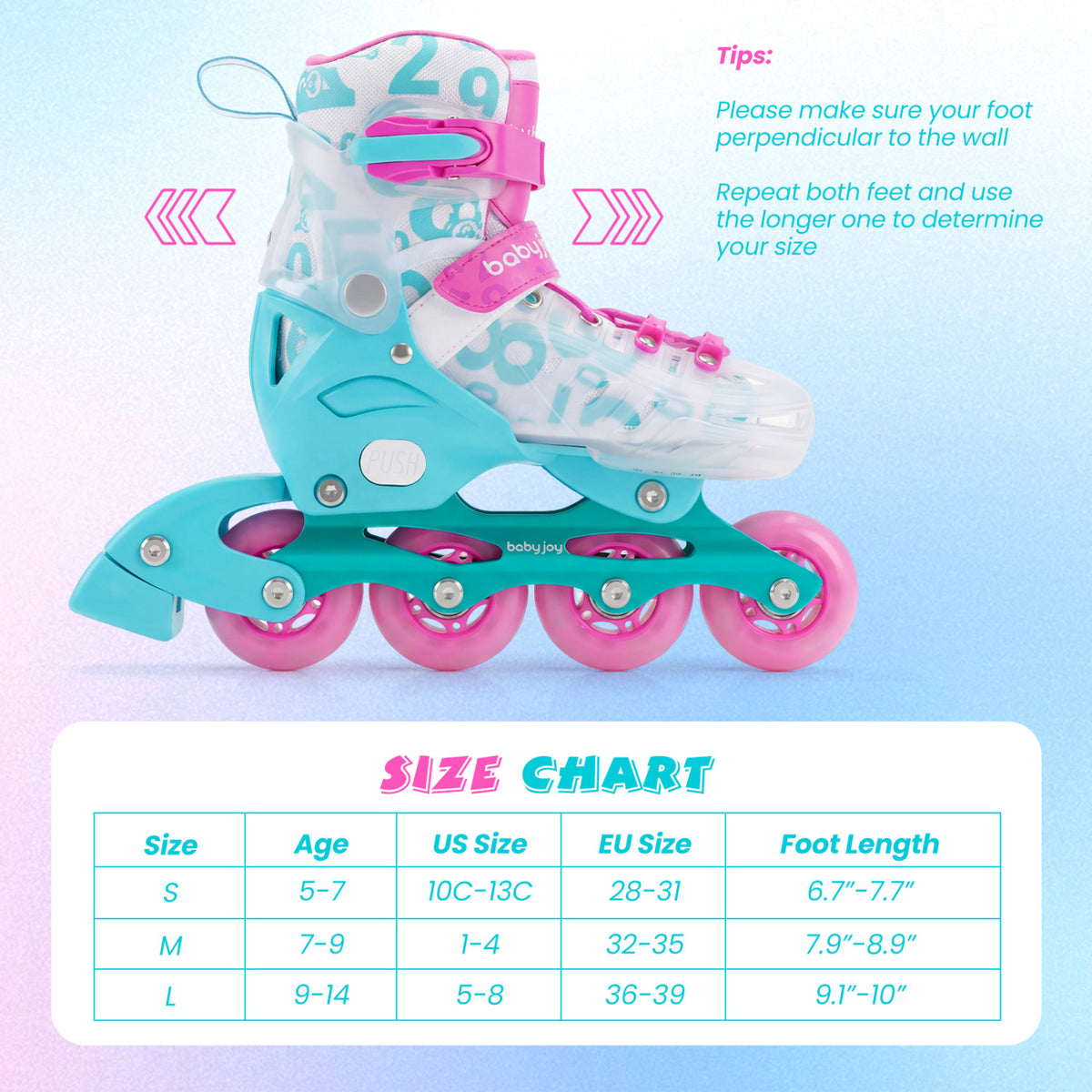 Kids Inline Skates with Light Up Wheels for Beginners Ages 9-14-Pink and Blue