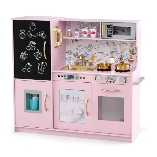Toddler Pretend Play Kitchen for Boys and Girls 3-6 Years Old-Light Pink