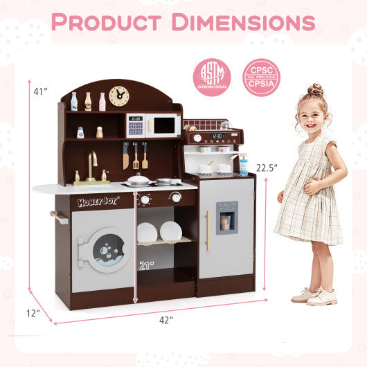 Kids Kitchen Set Wooden with Coffee Makers and Accessories-Coffee
