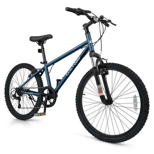 Kids Mountain Bike 20 24 Inch Child Bicycle for Boys Girls Aged 8+ Years Old Navy-24 Inch