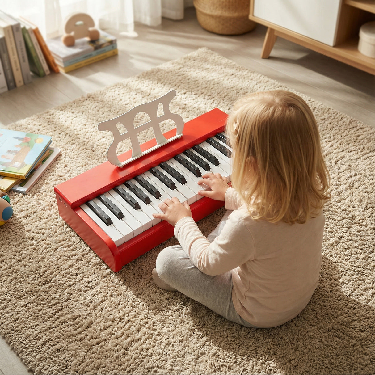 Kids Piano Keyboard 30 Keys Digital Piano with Music Stand for 3+ Years Old Beginners-Red
