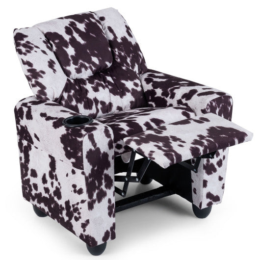 Kids Recliner Chair Push Back Toddler Reclining Armchair with Cup Holder-White