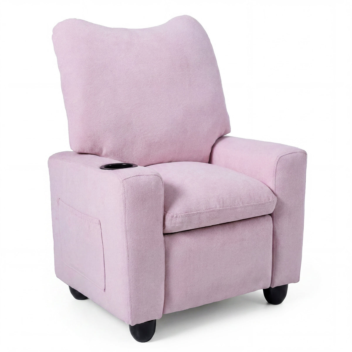 Kids Recliner Toddler Single Sofa with Adjustable Footrest and Cup Holder-Pink