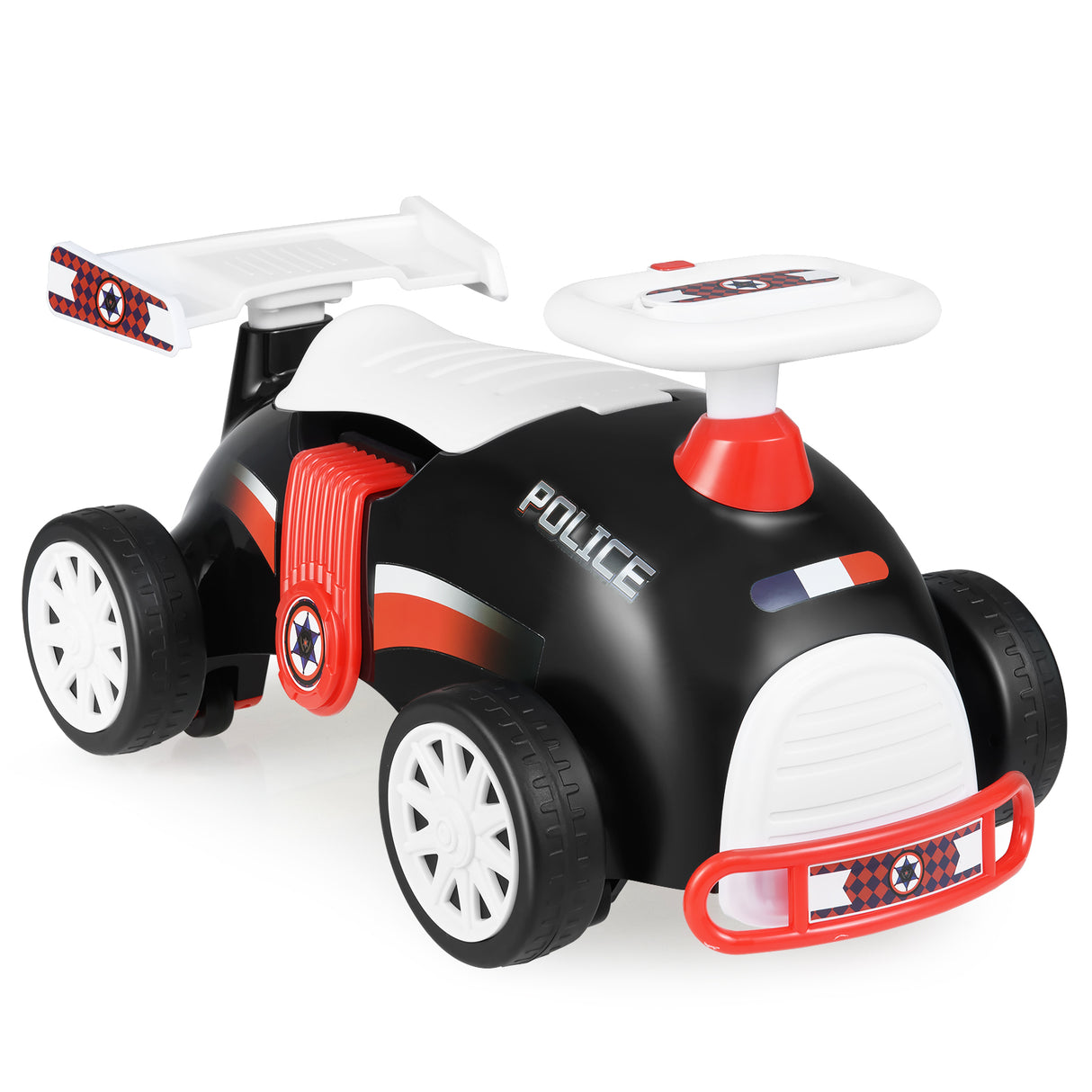 Kids Ride On Car Sliding Toy with Music and Under-Seat Storage-Black & Red