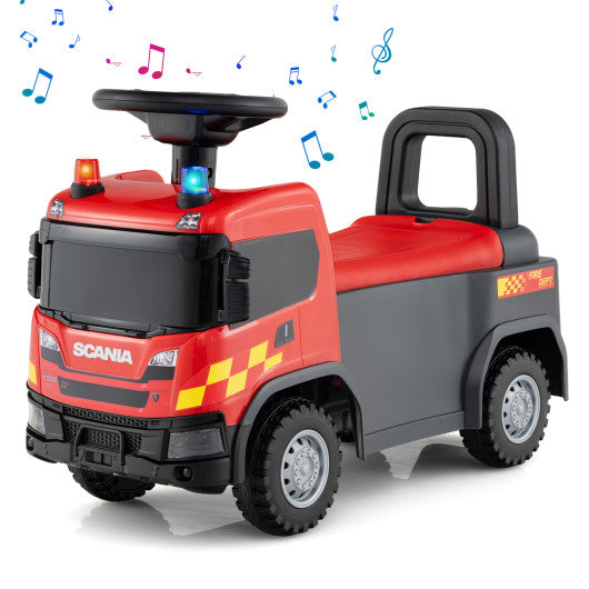 Kids Ride On Push Car Licensed SCANIA Truck Toy with Steering Wheel and Music-Red