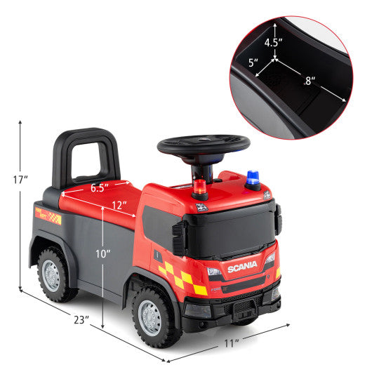 Kids Ride On Push Car Licensed SCANIA Truck Toy with Steering Wheel and Music-Red