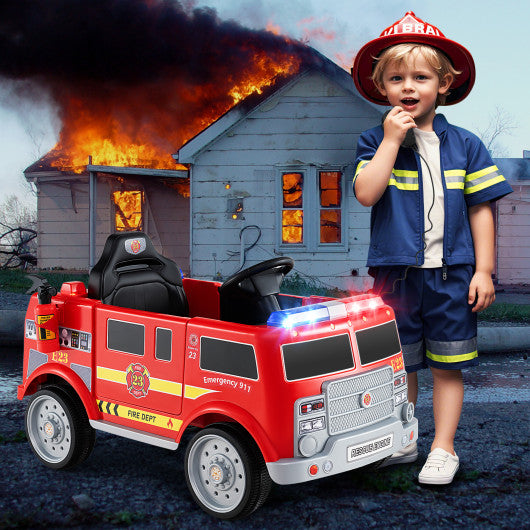 Kids Ride on Fire Truck with Remote Control and Extinguisher-Red