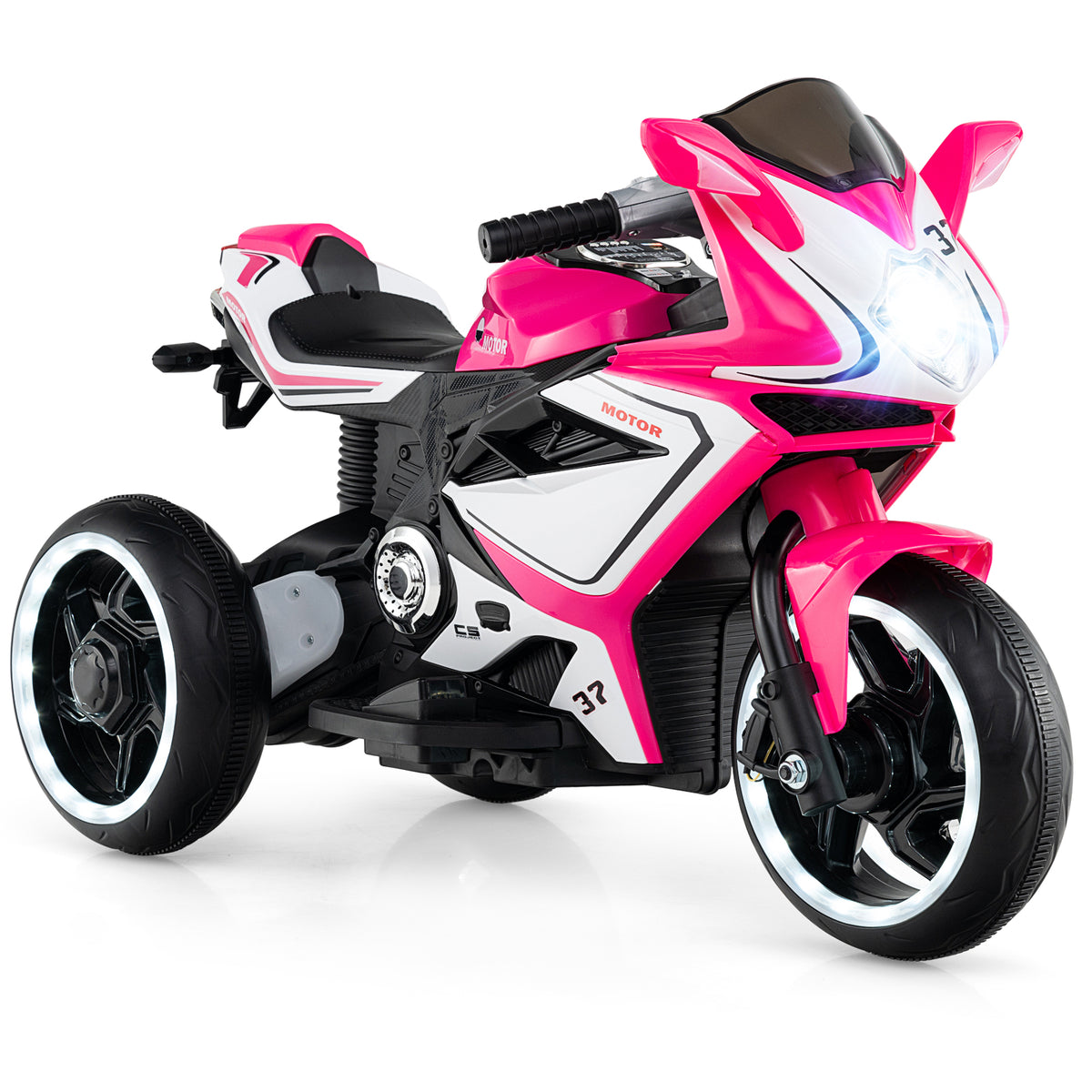 Kids Ride on Motorcycle 6V Battery Powered Mini Electric Motorbike with LED Lights-Pink