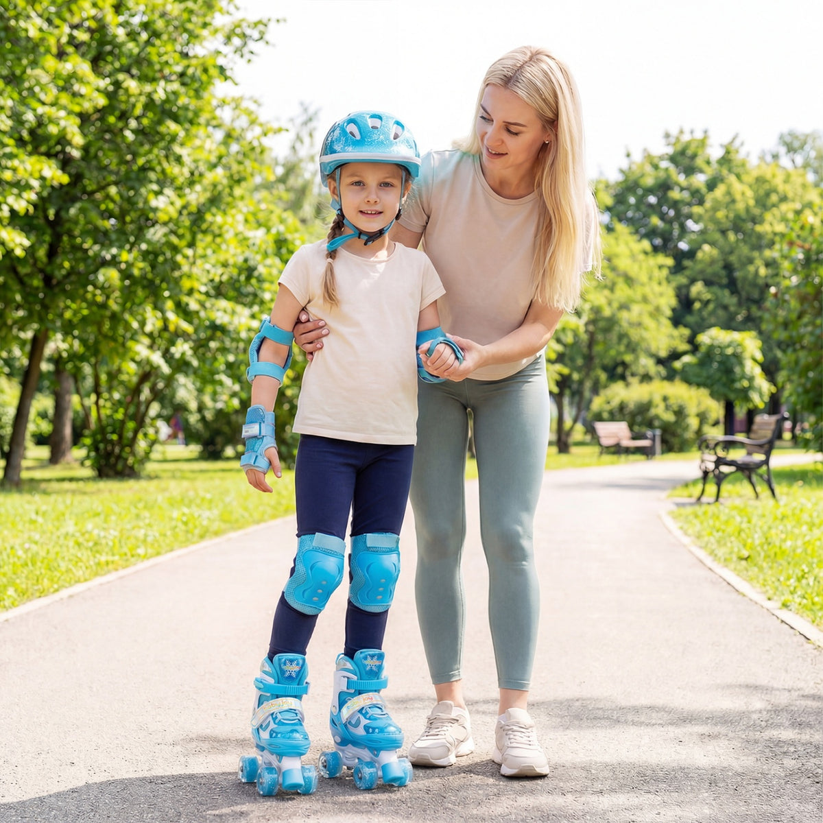 Kids Roller Skates for Girls Boys with Light-up Wheels and Safety Protection-Navy