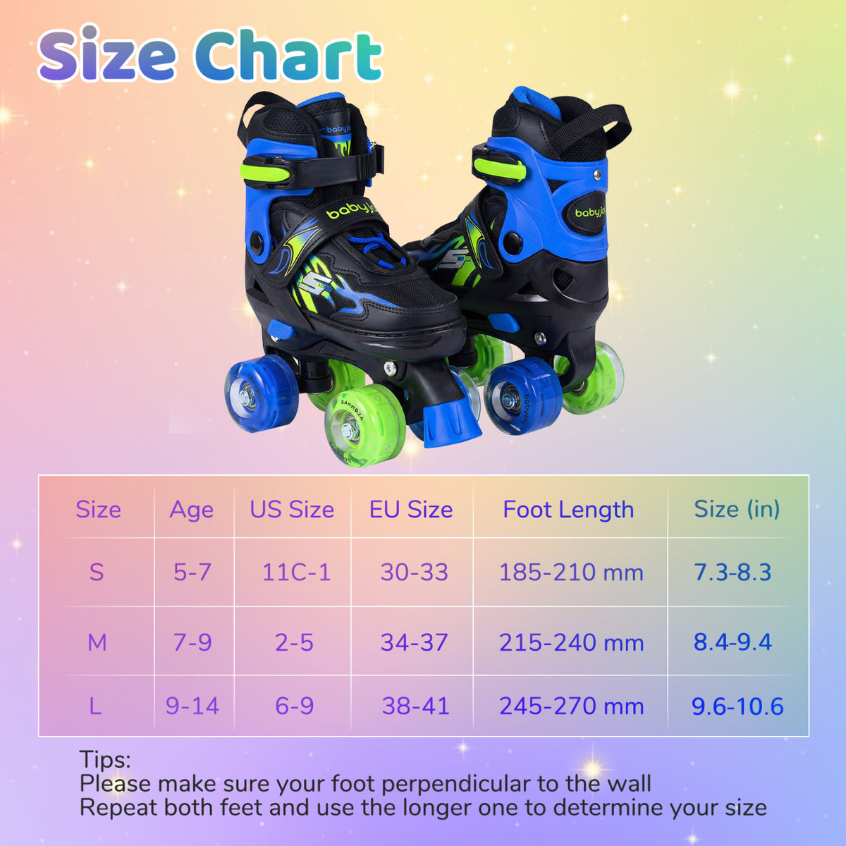 Kids Roller Skates for Girls Boys 4 Sizes Adjustable Quad Skates with Light-up Wheels-Navy