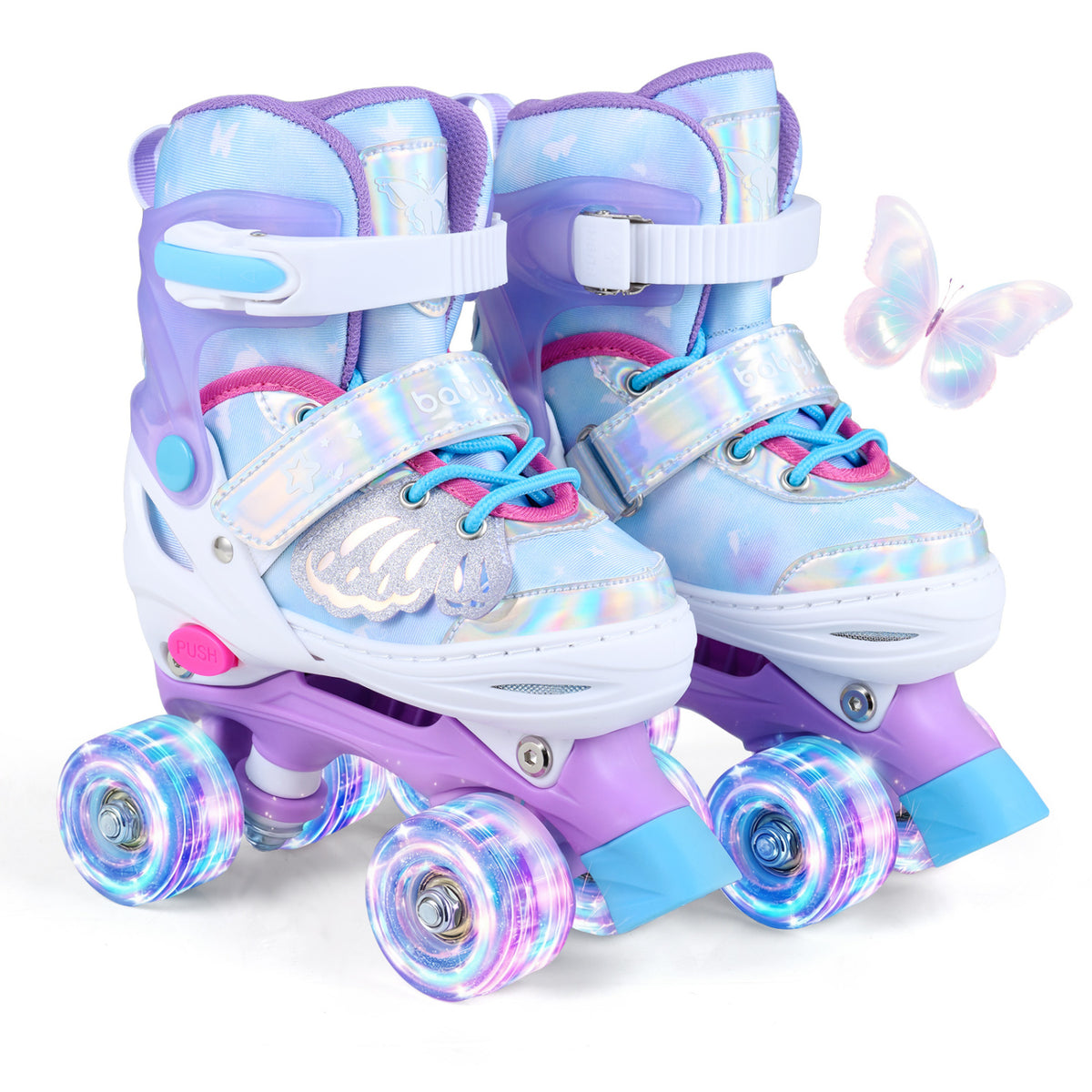 Kids Roller Skates for Toddlers Ages 5-7 with 4 Light-up Wheels-Blue