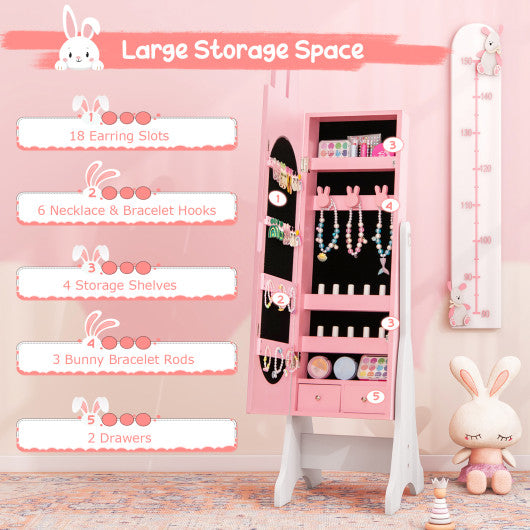 Kids Room Furniture Set with Princess Vanity Table and Chair-Pink