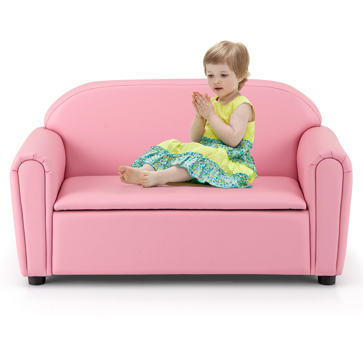 Kids Sofa Armrest Chair with Storage Function-Pink