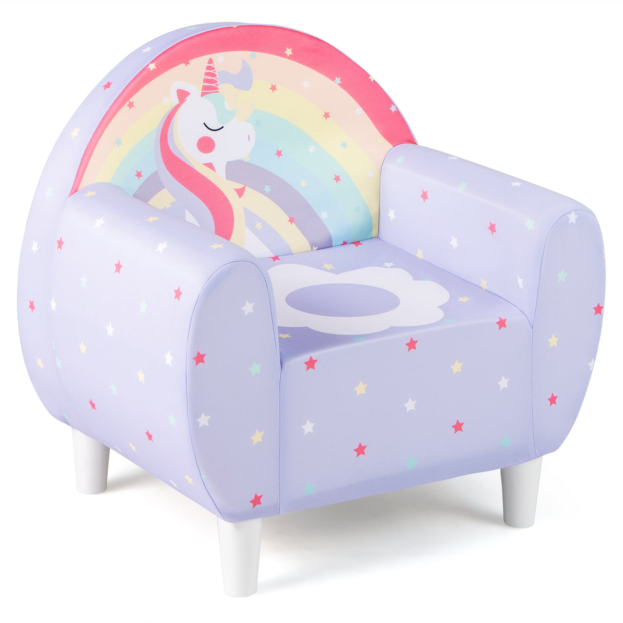Kids Sofa with Breathable Spandex Fabric and High-density Sponge Filling for Boys and Girls-Purple