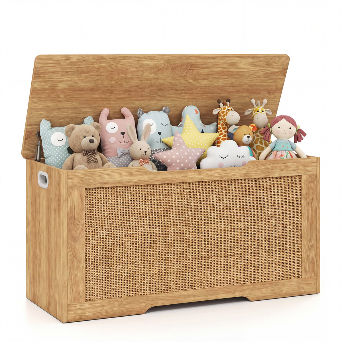 Kids Storage Bench 40 Inch Toy Box with Flip Top and Handles-Natural