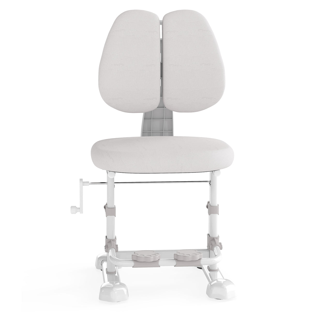 Kids Study Chair with Adjustable Double Backrest and Footrest-Gray