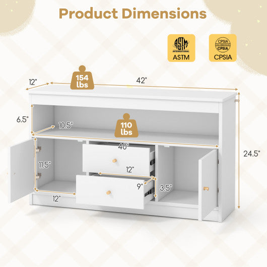 Kids Toy Storage Organizer with Open Shelf and 2 Drawers for Playroom-White
