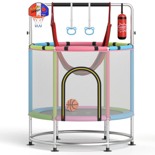 55" Kids Trampoline Gift for for 3-6 Years Old Boys and Girls-Pink