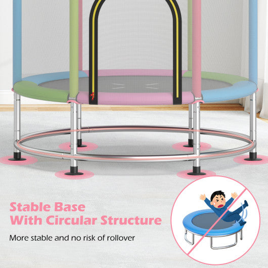 55" Kids Trampoline Gift for for 3-6 Years Old Boys and Girls-Pink