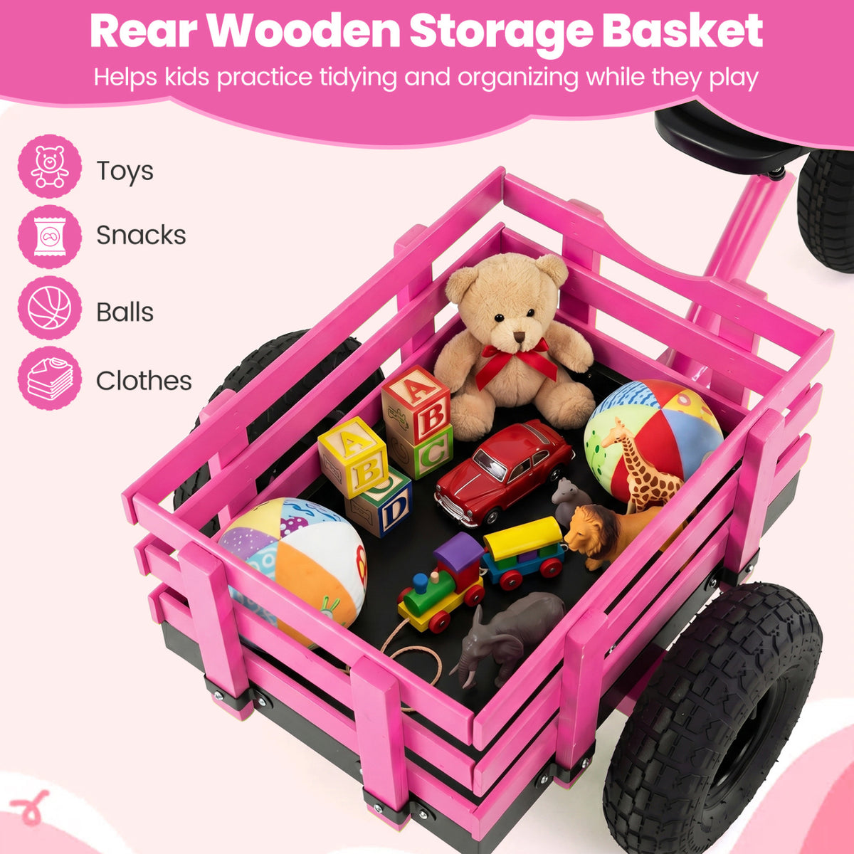 Kids Tricycle with 15 Inch Inflatable Rubber Tires -Pink