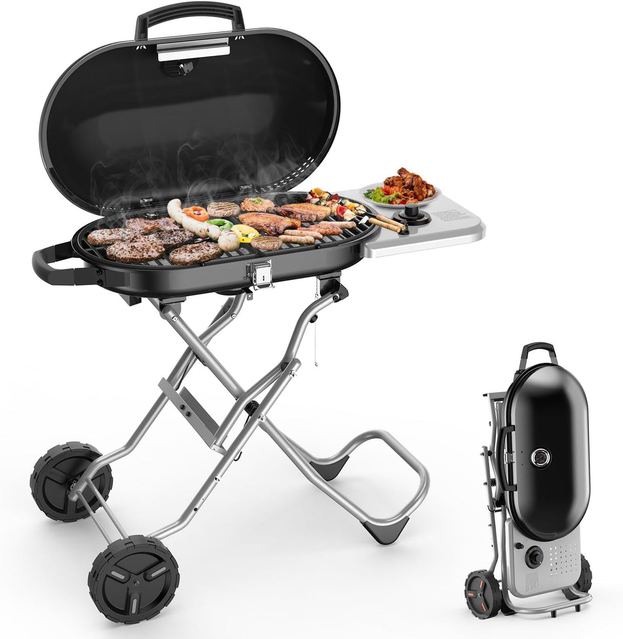 Portable Propane Gas Grill, 15000BTUS, 348 SQ Inch Cooking Areas, for Outdoor Camping/Tailgating/Picnic, Black