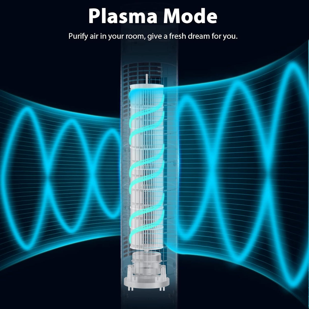 85° Oscillating Bladeless Tower Fan with 24ft/s Velocity
