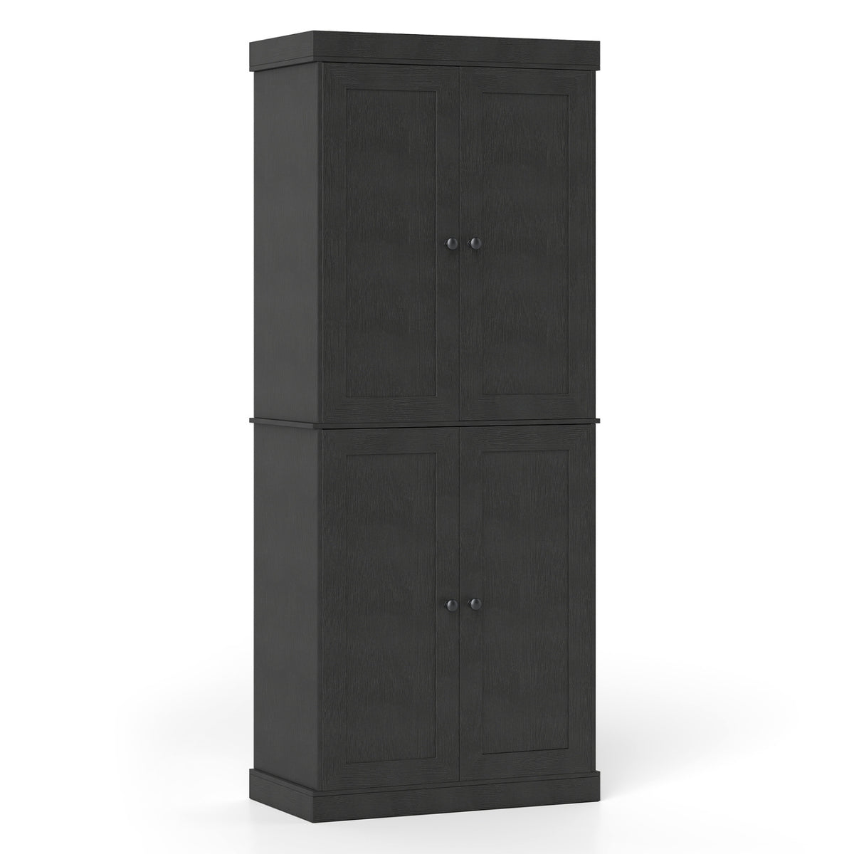 Kitchen Pantry Cabinet with 2 Adjustable Shelves and Anti-Tipping Kits for Living Room-Black
