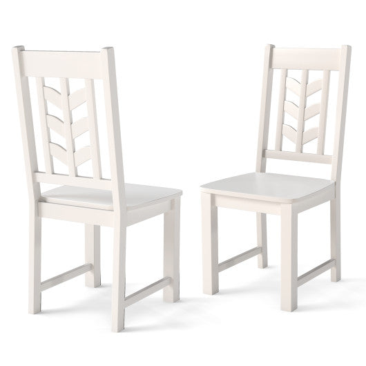 Kitchen Side Dining Chair Set of 2 with Rubber Wood Frame-White